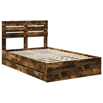 Struttura del letto con cassetto Rovere fumé 135 x 190 cm | homemem39