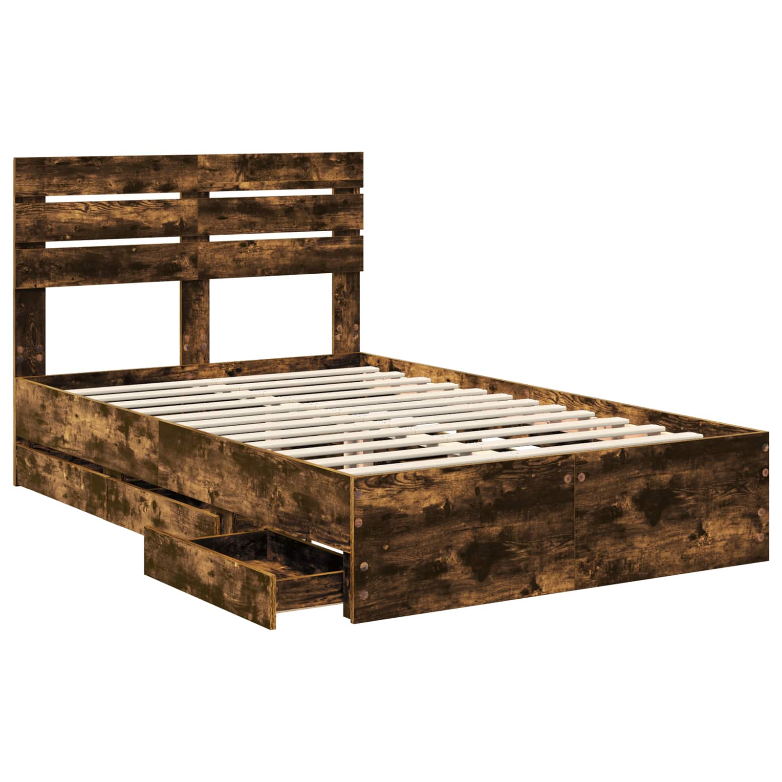 Struttura del letto con cassetto Rovere fumé 135 x 190 cm | homemem39