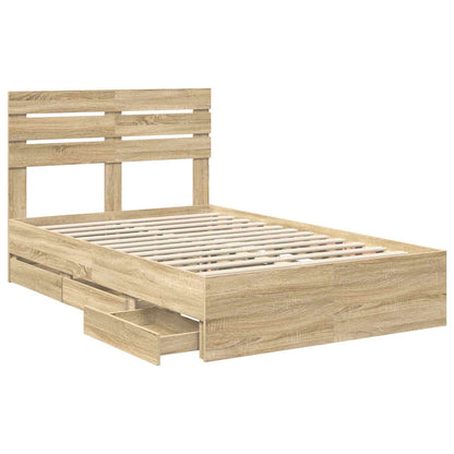 Struttura del letto con cassetto Rovere Sonoma 120 x 190 cm | homemem39