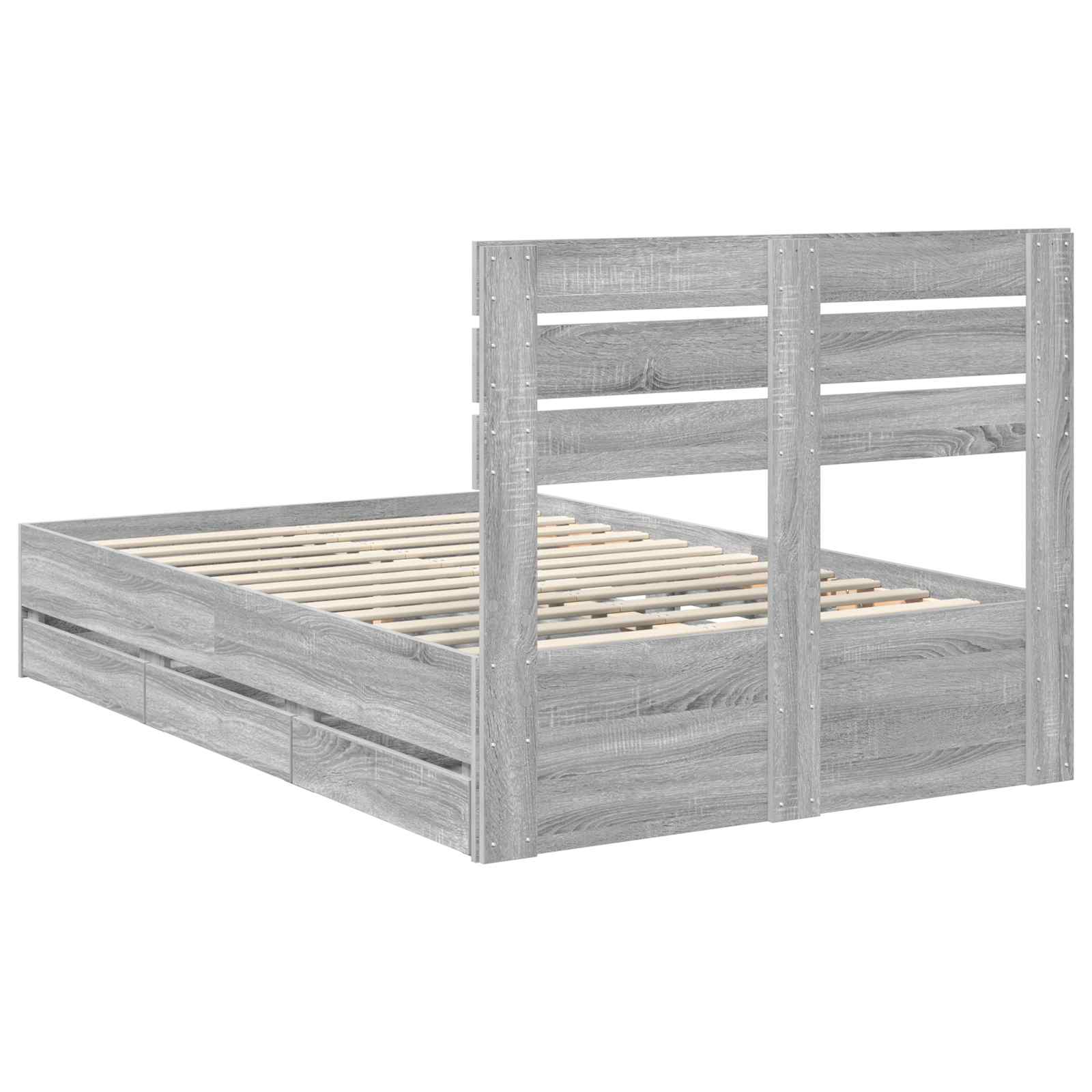 Struttura del letto con cassetto Grigio Sonoma 120 x 190 cm | homemem39