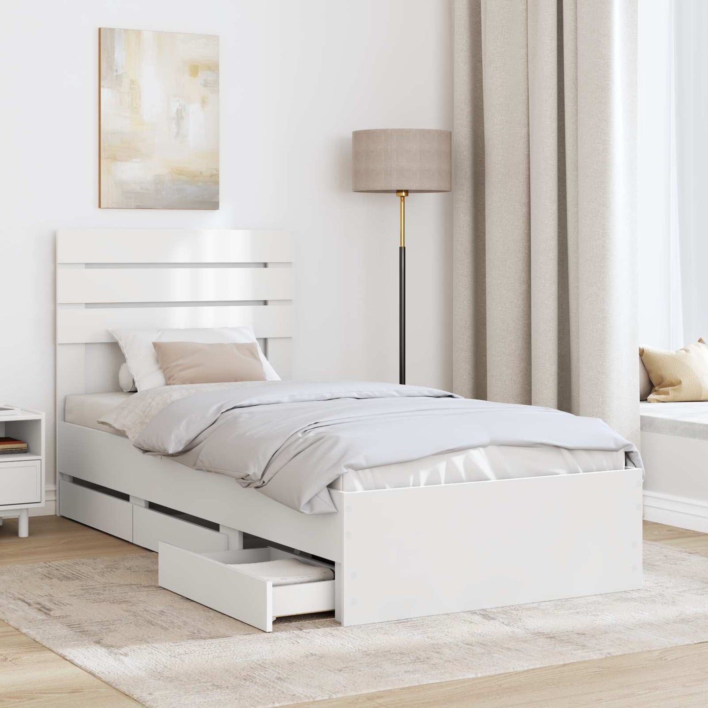 Struttura del letto Bianco 100 x 200 cm Legno Ingegnerizzato