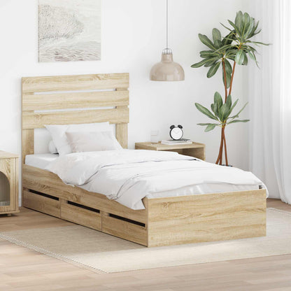 Struttura del letto con cassetto Rovere Sonoma 100 x 200 cm