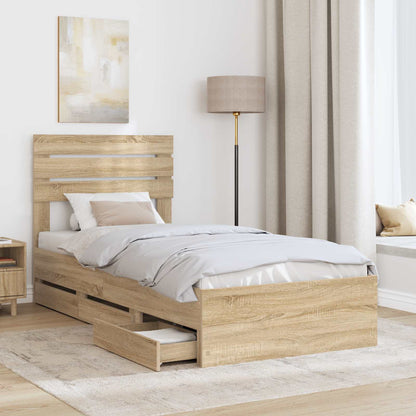 Struttura del letto con cassetto Rovere Sonoma 90 x 200 cm | homemem39