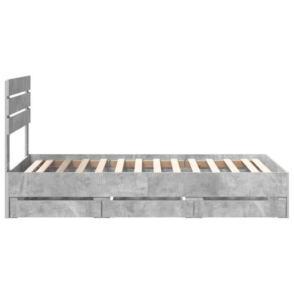 Struttura del letto con cassetto Grigio cemento 90 x 190 cm