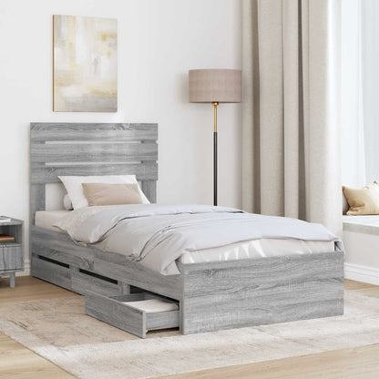 Struttura del letto con cassetto Grigio Sonoma 90 x 200 cm | homemem39