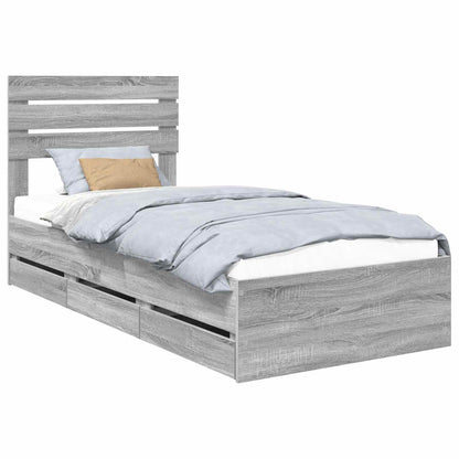 Struttura del letto con cassetto Grigio Sonoma 90 x 200 cm | homemem39