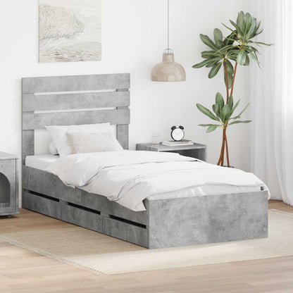 Struttura del letto con cassetto Grigio cemento 90 x 190 cm | homemem39