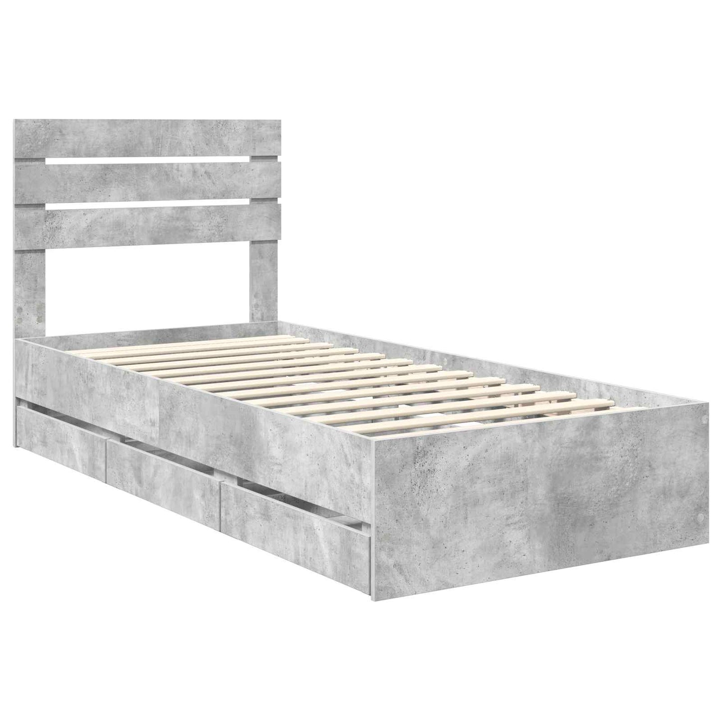 Struttura del letto con cassetto Grigio cemento 90 x 190 cm | homemem39
