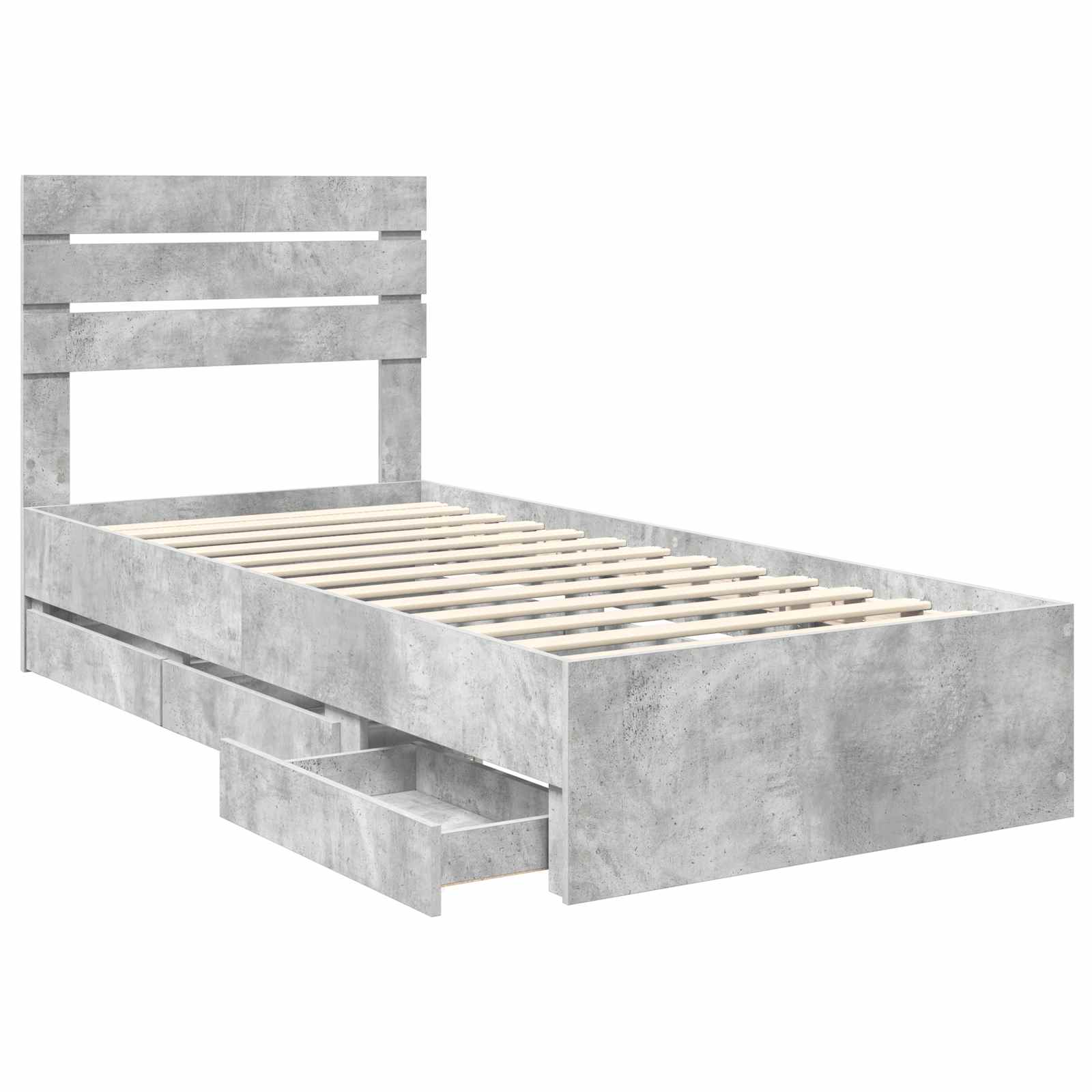 Struttura del letto con cassetto Grigio cemento 90 x 190 cm | homemem39