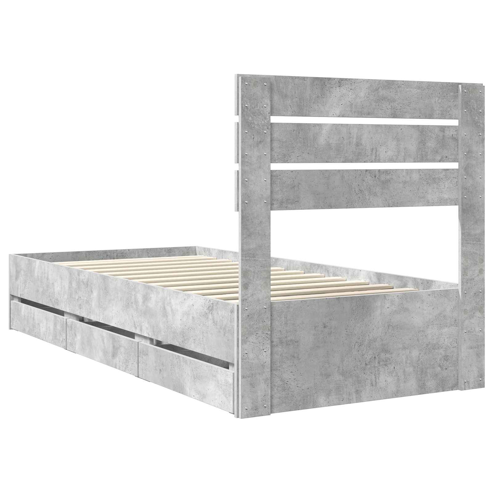 Struttura del letto con cassetto Grigio cemento 90 x 190 cm | homemem39
