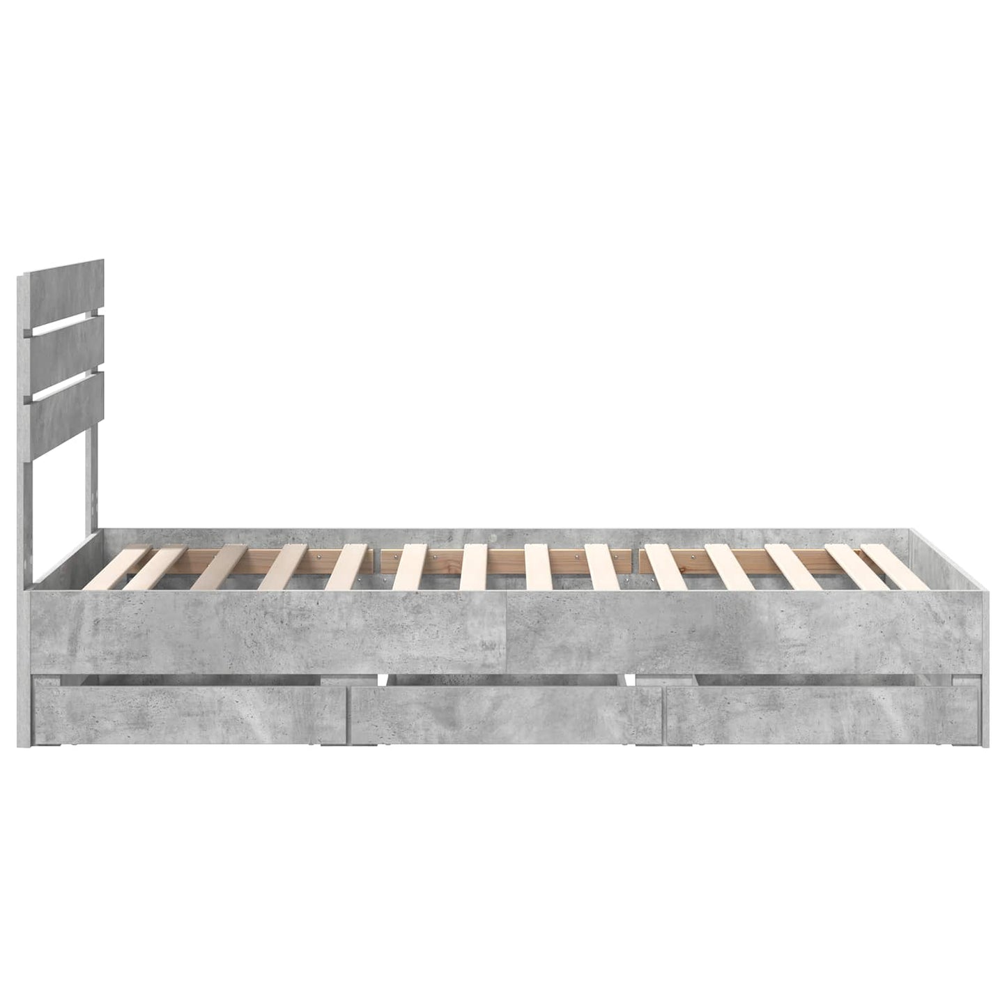 Struttura del letto con cassetto Grigio cemento 75 x 190 cm
