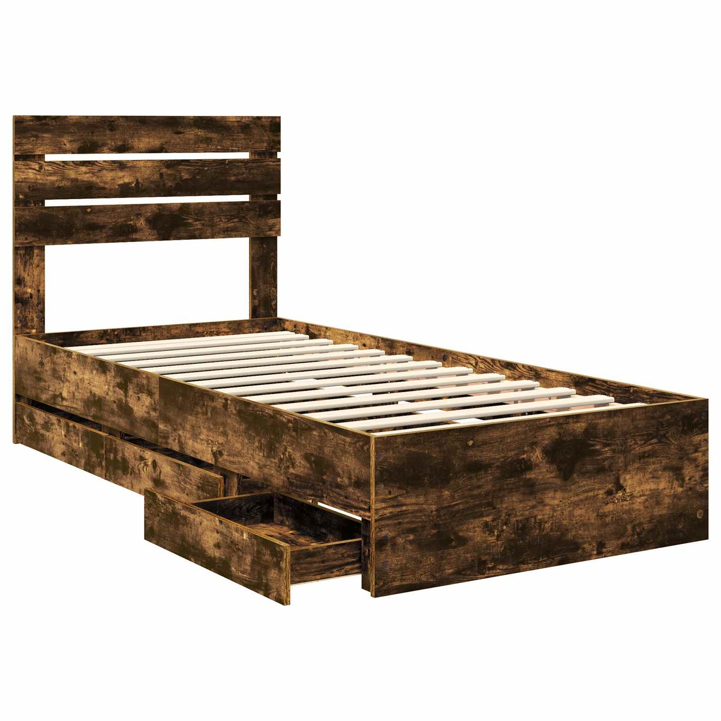 Struttura del letto con cassetto Rovere fumé 75 x 190 cm