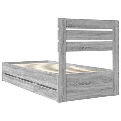 Struttura del letto con cassetto Grigio Sonoma 75 x 190 cm | homemem39