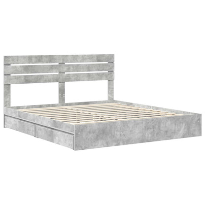 Letto con Contenitore con testiera Grigio cemento 200 x 200 cm | homemem39