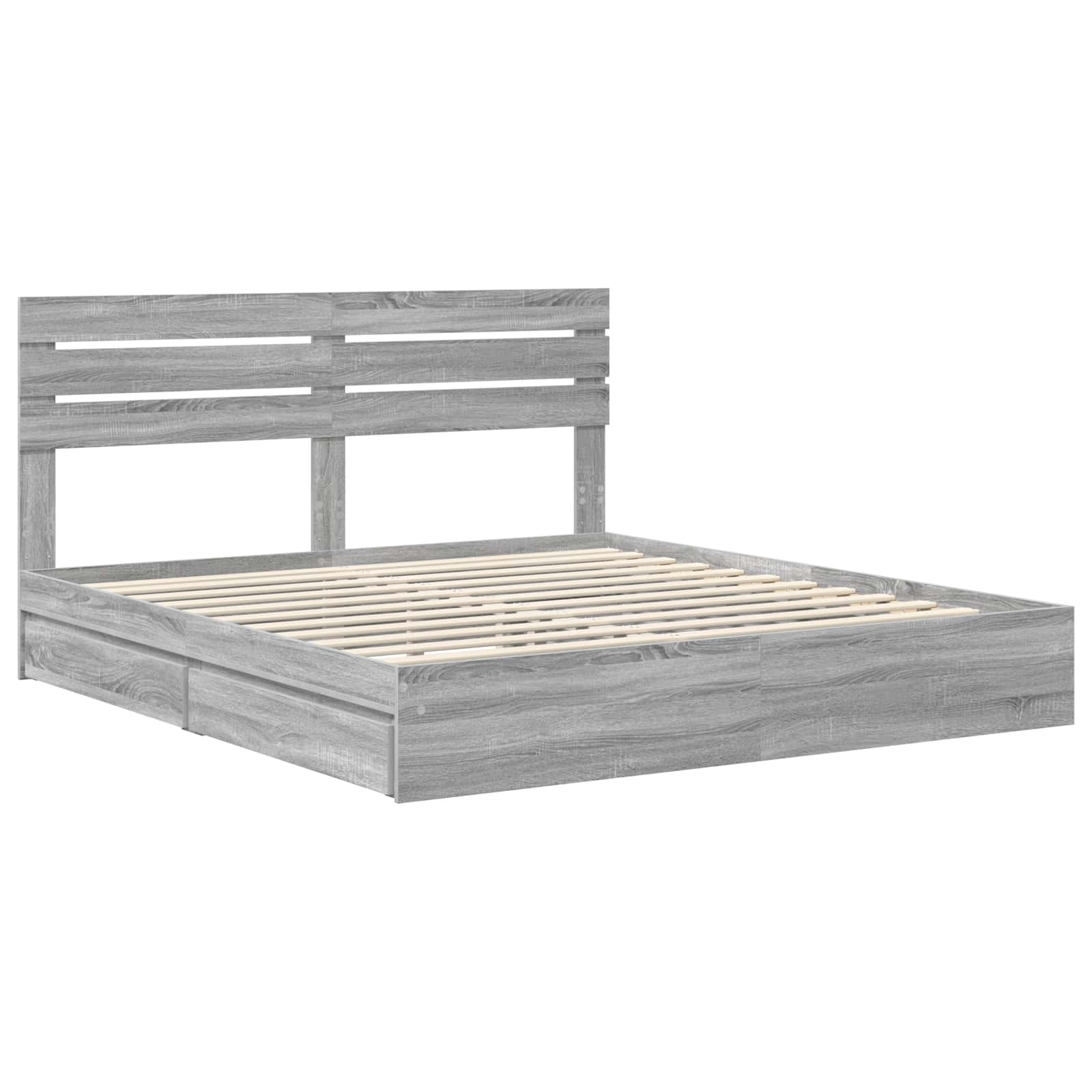 Letto con Contenitore con testiera Grigio Sonoma 200 x 200 cm | homemem39