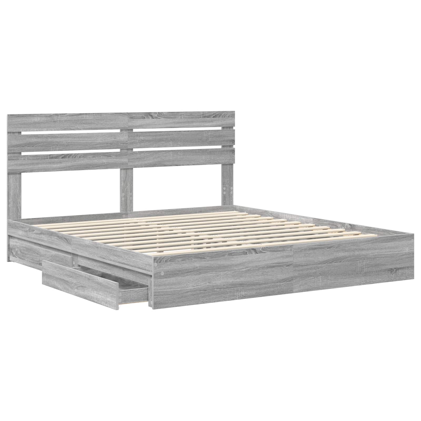 Letto con Contenitore con testiera Grigio Sonoma 200 x 200 cm | homemem39