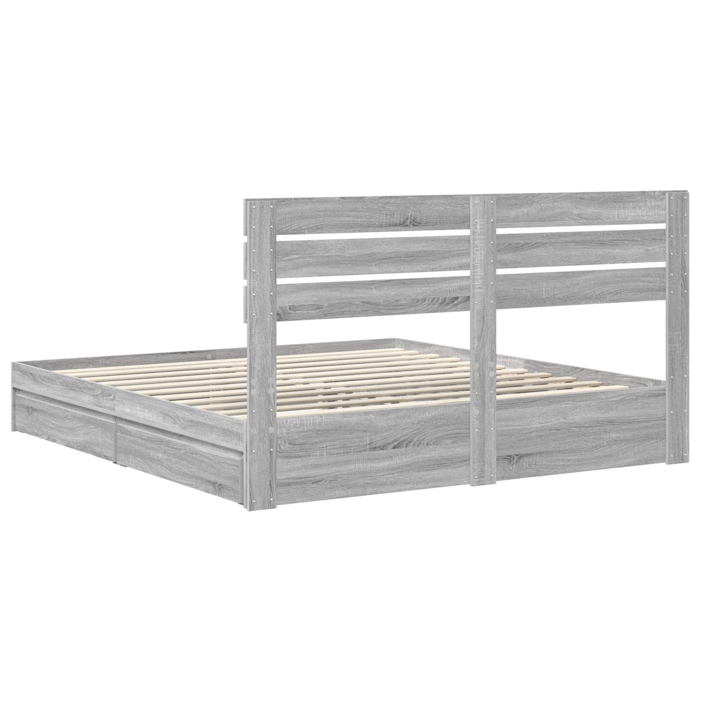 Letto con Contenitore con testiera Grigio Sonoma 200 x 200 cm | homemem39