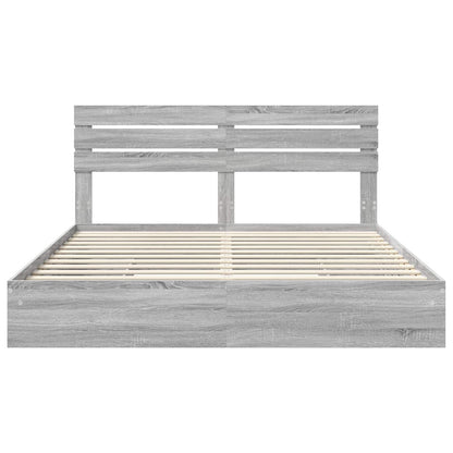 Letto con Contenitore con testiera Grigio Sonoma 200 x 200 cm | homemem39