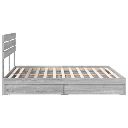 Letto con Contenitore con testiera Grigio Sonoma 200 x 200 cm | homemem39