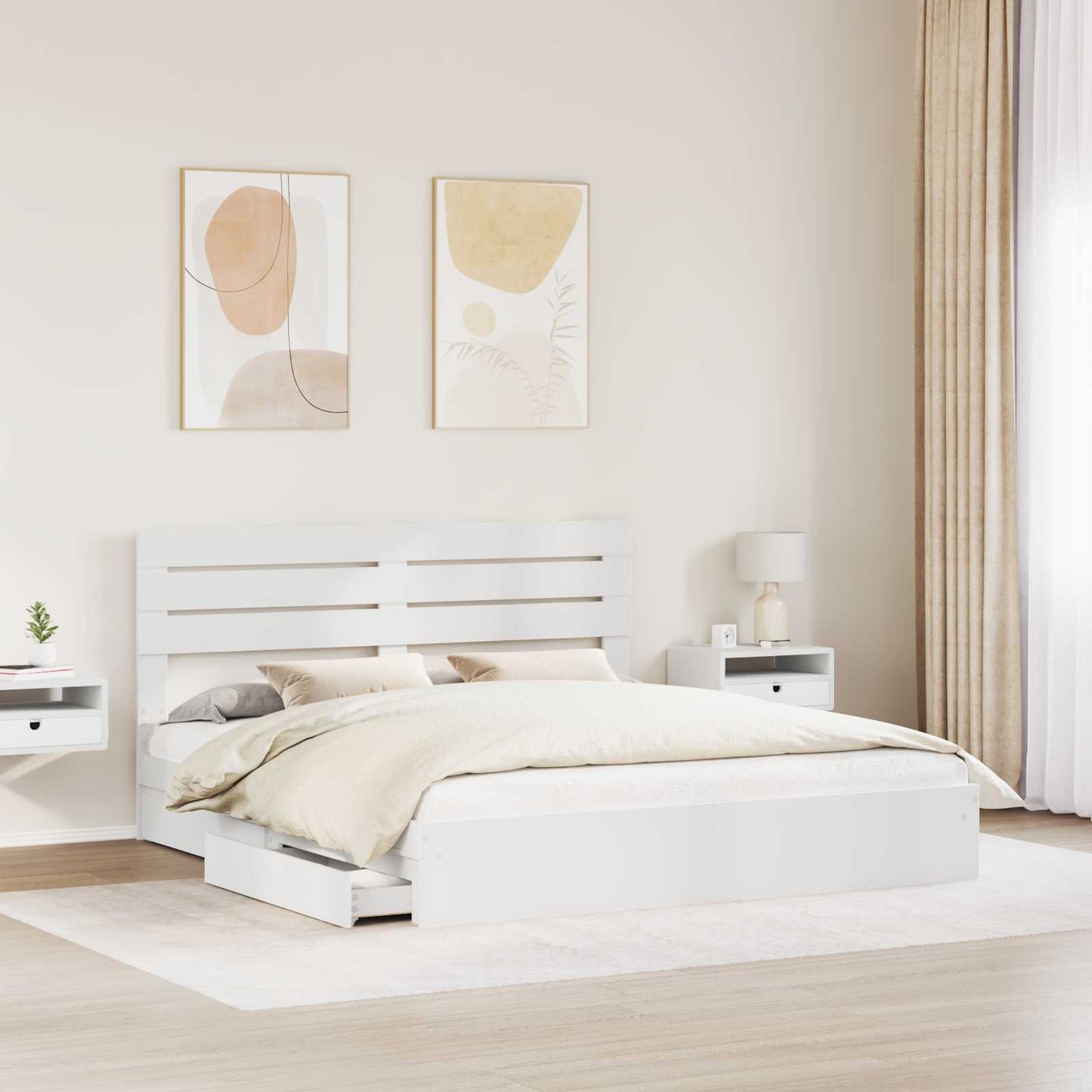 Letto con Contenitore Bianco 180 x 200 cm Legno multistrato | homemem39