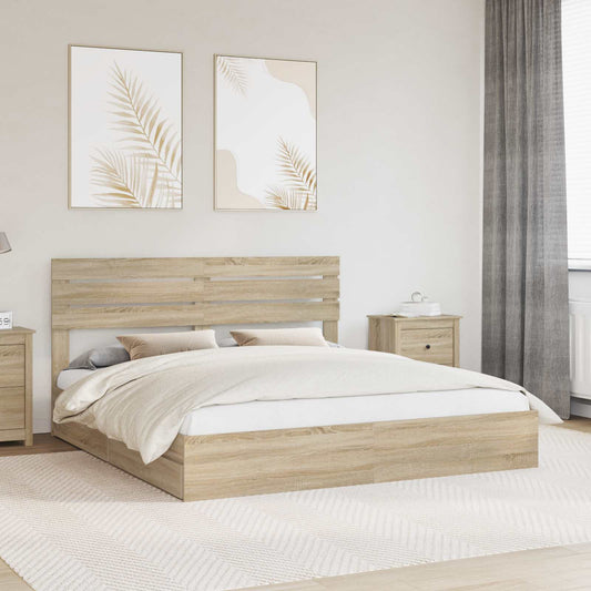 Letto con Contenitore con testiera Rovere Sonoma 180 x 200 cm | homemem39
