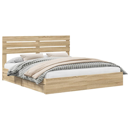 Letto con Contenitore con testiera Rovere Sonoma 180 x 200 cm | homemem39