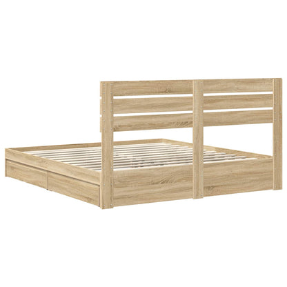 Letto con Contenitore con testiera Rovere Sonoma 180 x 200 cm | homemem39