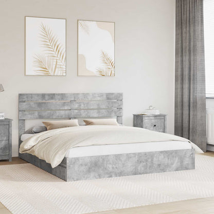 Letto con Contenitore con testiera Grigio cemento 180 x 200 cm | homemem39