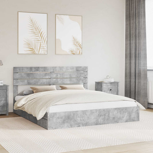 Letto con Contenitore con testiera Grigio cemento 180 x 200 cm | homemem39