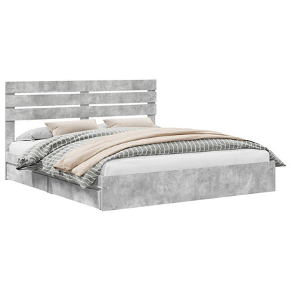 Letto con Contenitore con testiera Grigio cemento 180 x 200 cm | homemem39