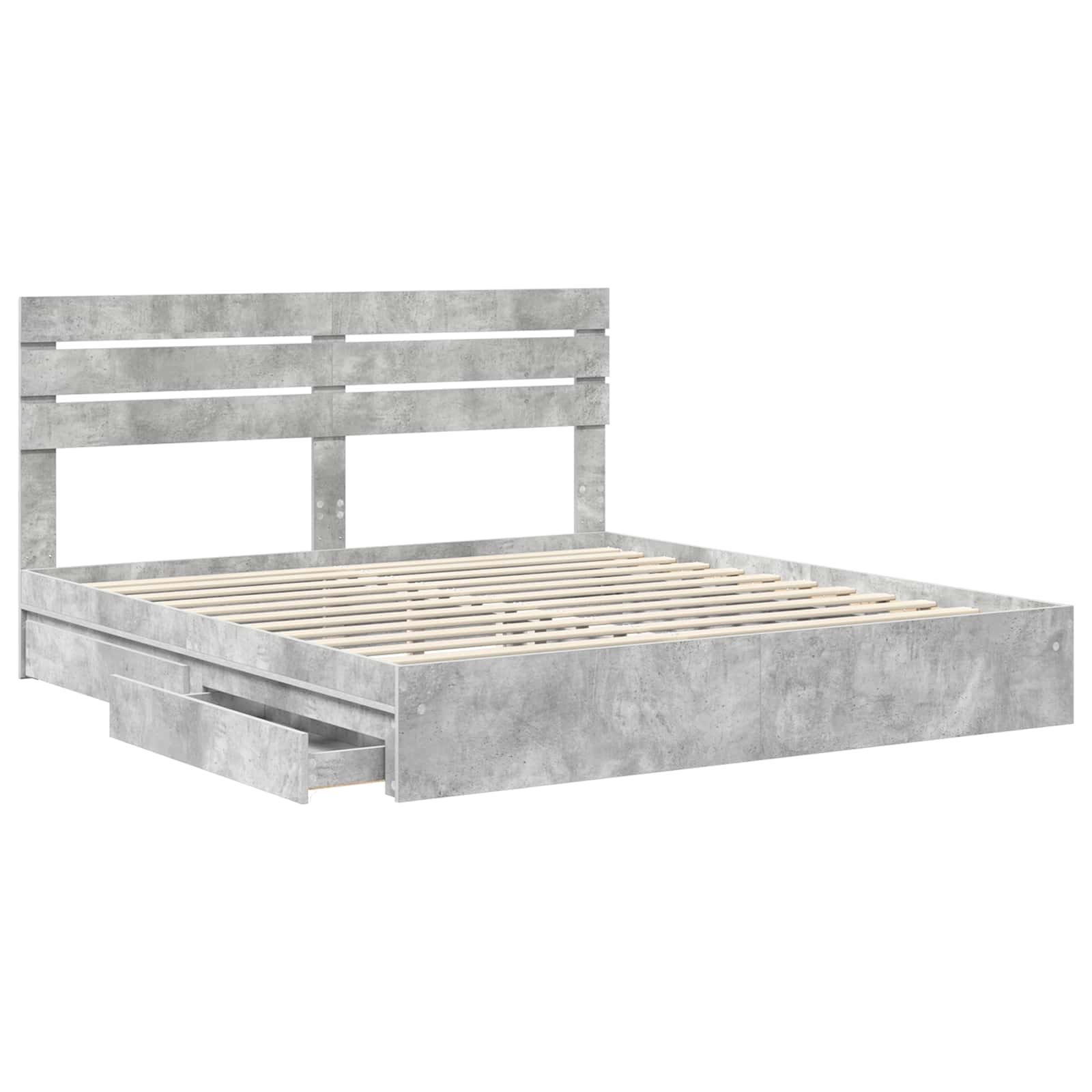 Letto con Contenitore con testiera Grigio cemento 180 x 200 cm | homemem39