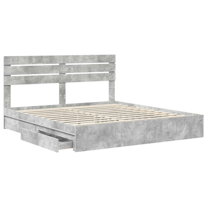 Letto con Contenitore con testiera Grigio cemento 180 x 200 cm | homemem39