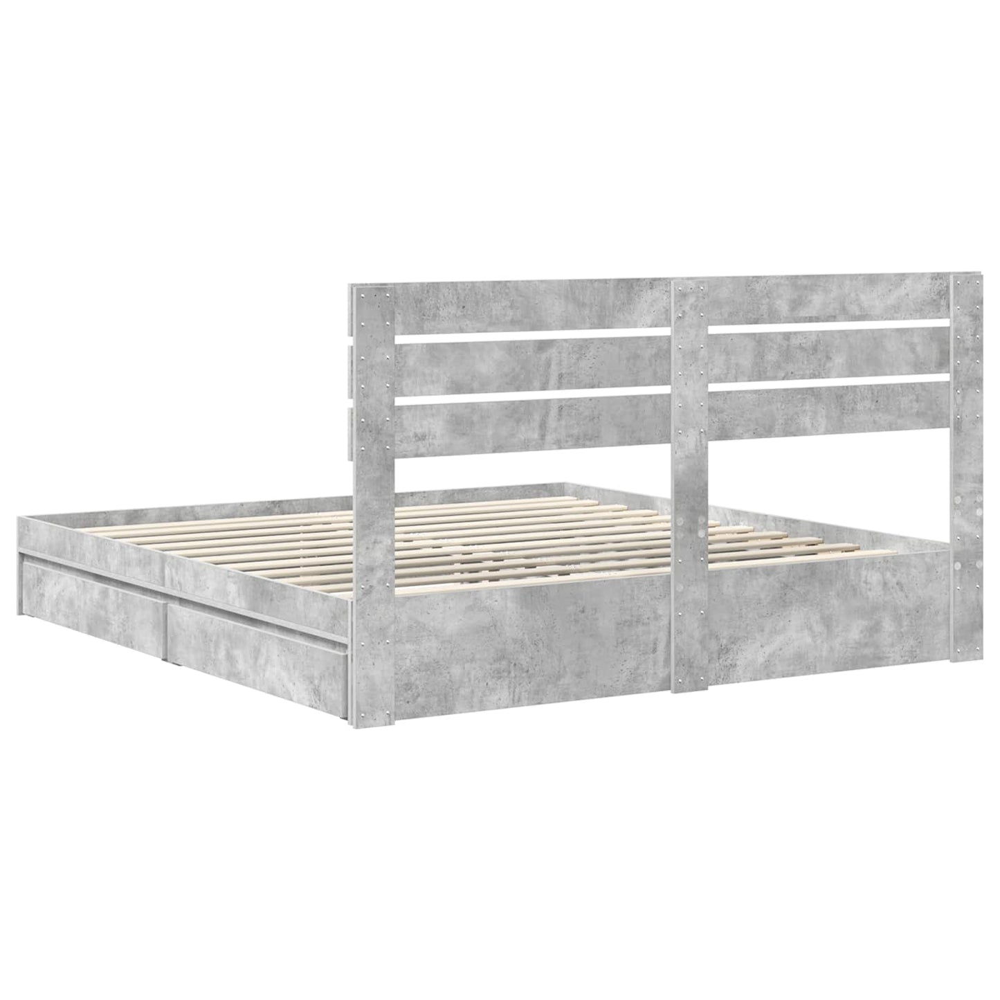 Letto con Contenitore con testiera Grigio cemento 180 x 200 cm | homemem39