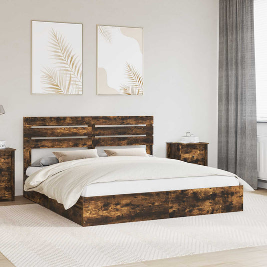 Letto con Contenitore con testiera Rovere fumé 180 x 200 cm | homemem39