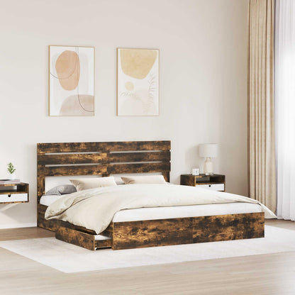 Letto con Contenitore con testiera Rovere fumé 180 x 200 cm | homemem39