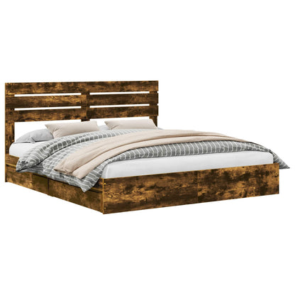 Letto con Contenitore con testiera Rovere fumé 180 x 200 cm | homemem39
