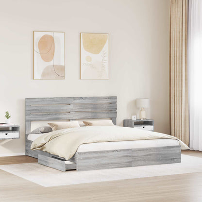 Letto con Contenitore con testiera Grigio Sonoma 180 x 200 cm | homemem39