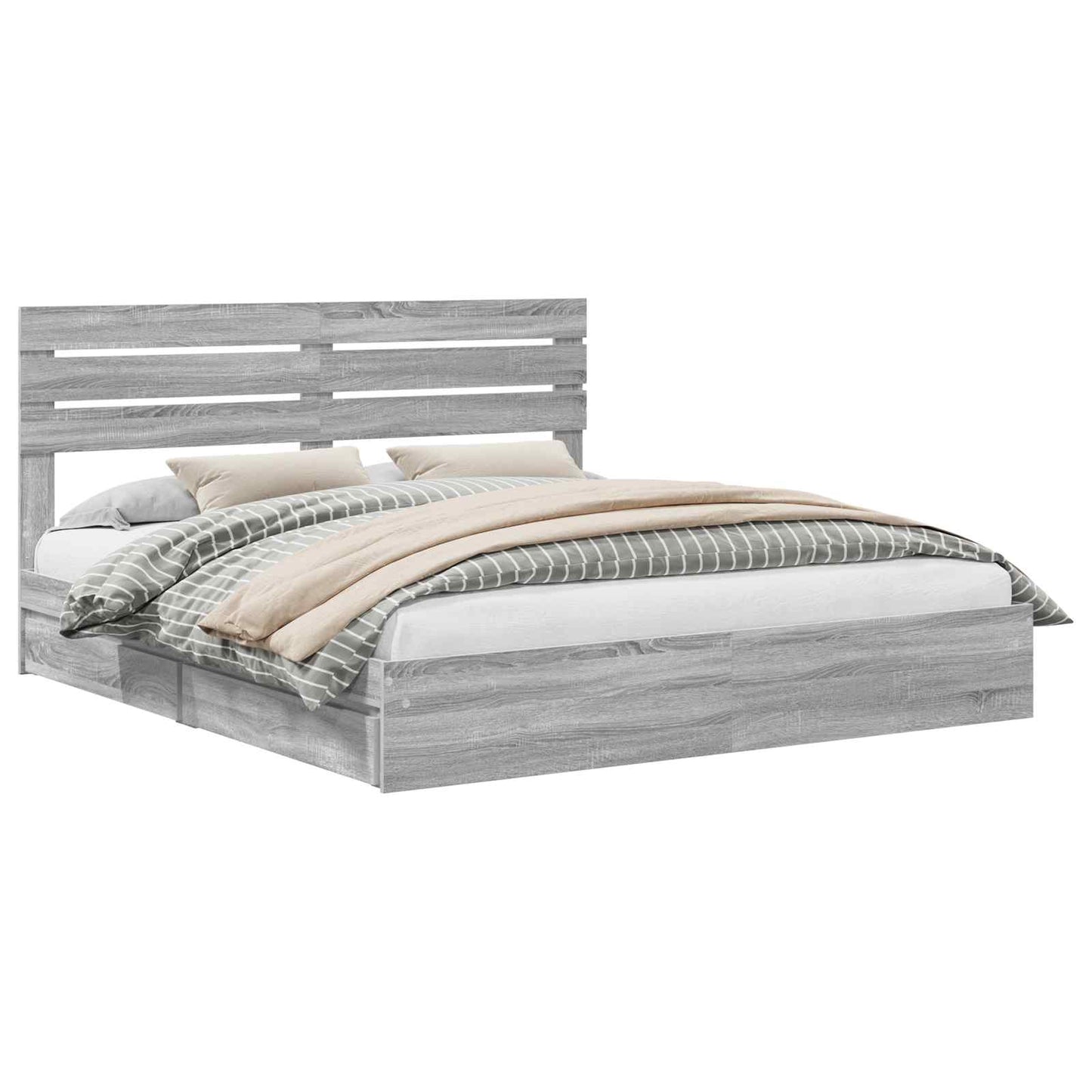 Letto con Contenitore con testiera Grigio Sonoma 180 x 200 cm | homemem39