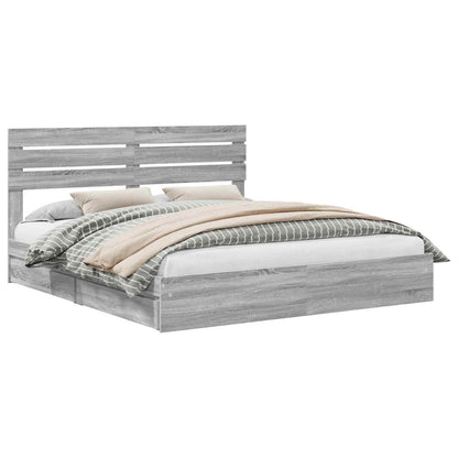 Letto con Contenitore con testiera Grigio Sonoma 180 x 200 cm | homemem39