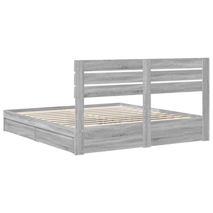 Letto con Contenitore con testiera Grigio Sonoma 180 x 200 cm | homemem39