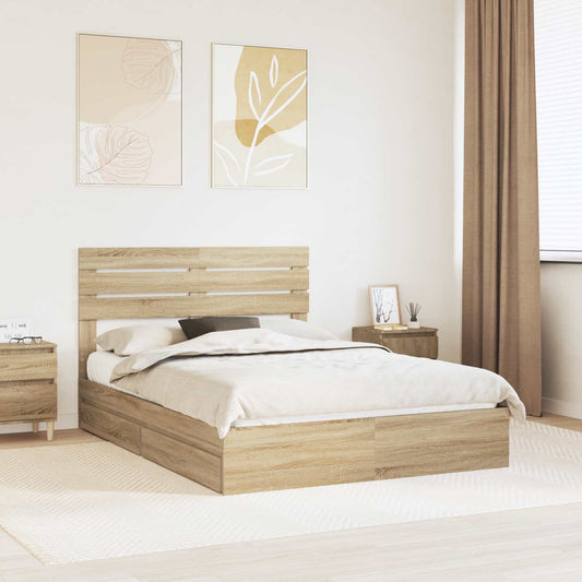 Letto con Contenitore con testiera Rovere Sonoma 160 x 200 cm | homemem39