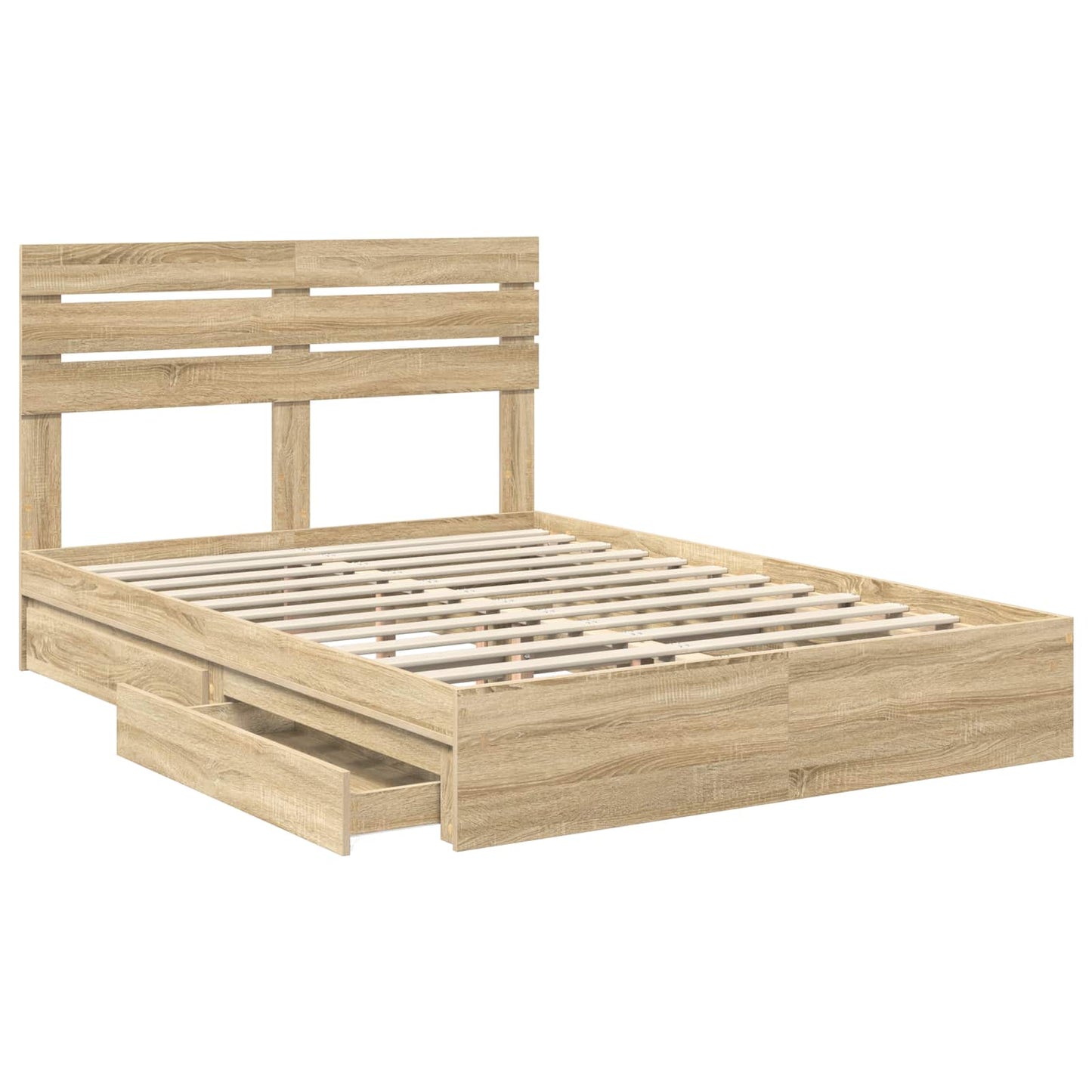 Letto con Contenitore con testiera Rovere Sonoma 160 x 200 cm | homemem39