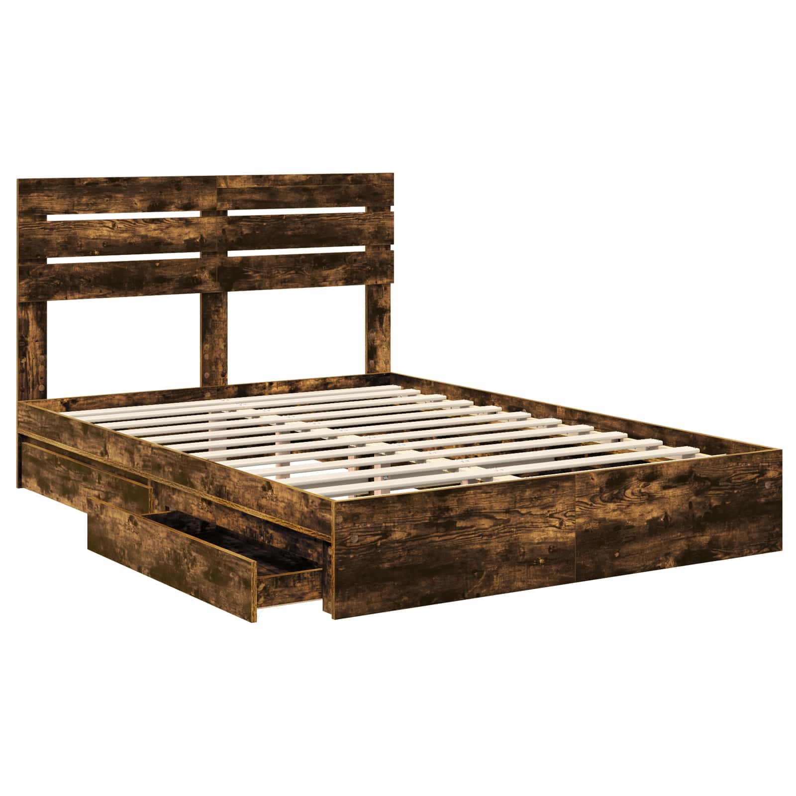 Letto con Contenitore con testiera Rovere fumé 160 x 200 cm | homemem39