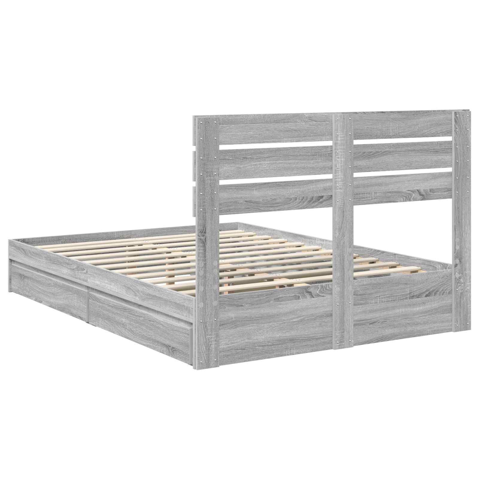 Letto con Contenitore con testiera Grigio Sonoma 160 x 200 cm | homemem39