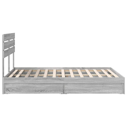 Letto con Contenitore con testiera Grigio Sonoma 160 x 200 cm | homemem39