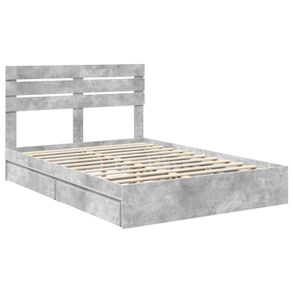 Letto con Contenitore con testiera Grigio cemento 150 x 200 cm | homemem39