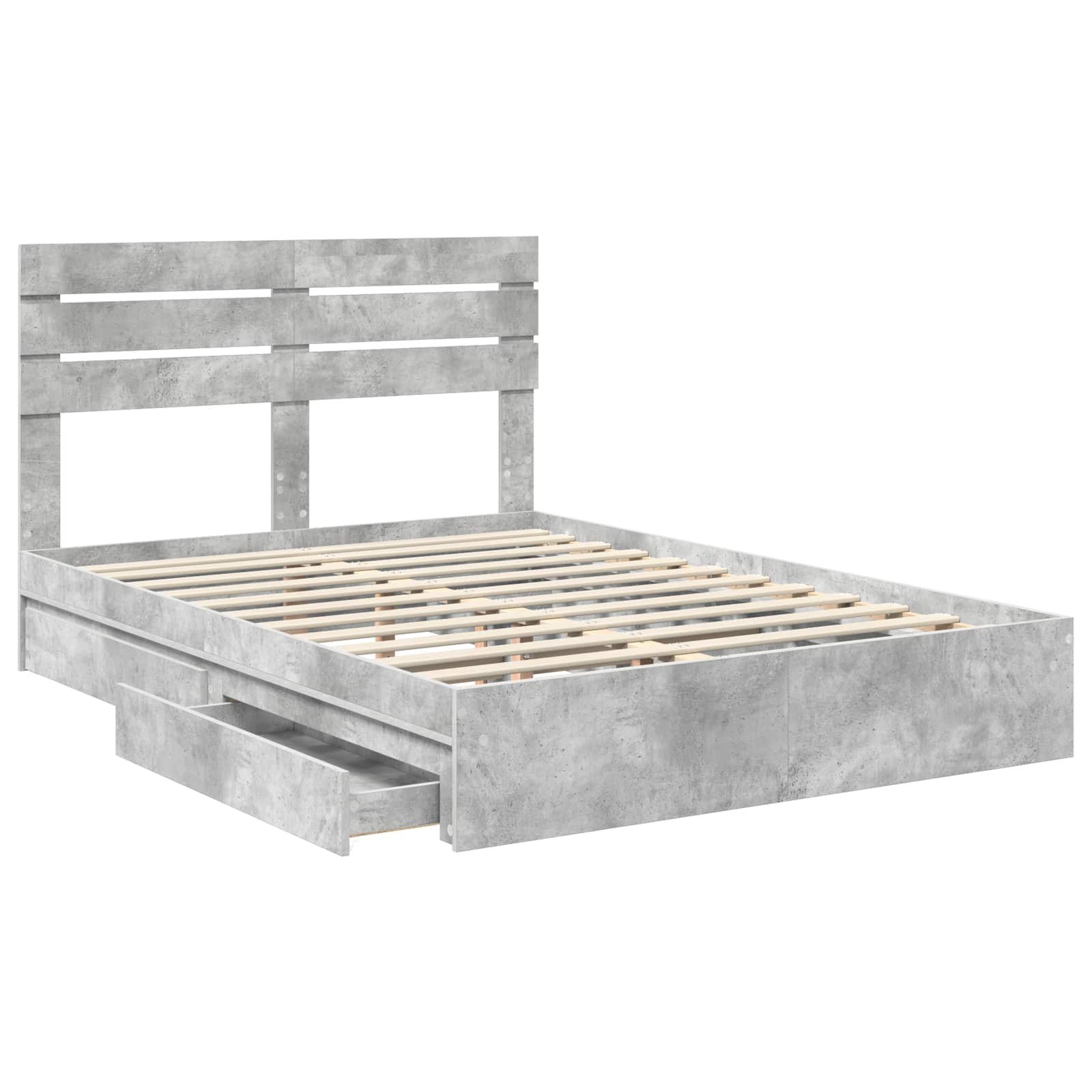 Letto con Contenitore con testiera Grigio cemento 150 x 200 cm | homemem39