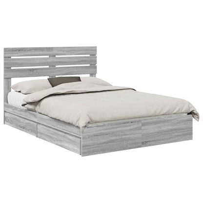 Letto con Contenitore con testiera Grigio Sonoma 150 x 200 cm | homemem39