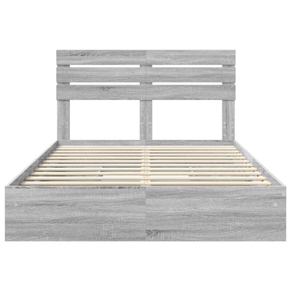 Letto con Contenitore con testiera Grigio Sonoma 150 x 200 cm | homemem39