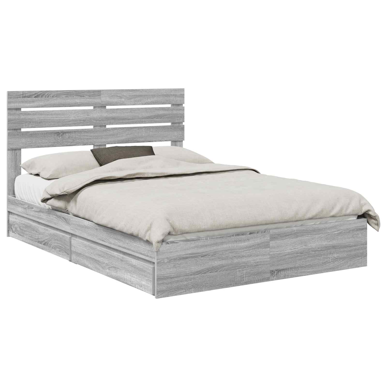Letto con Contenitore con testiera Grigio Sonoma 140 x 200 cm | homemem39